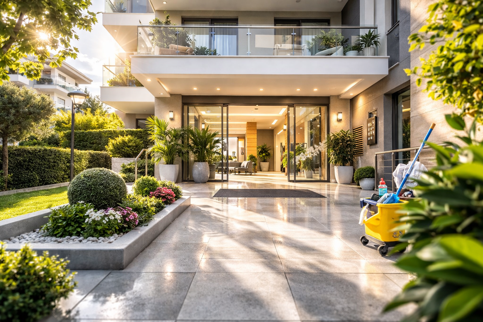 Equipo de limpieza trabajando